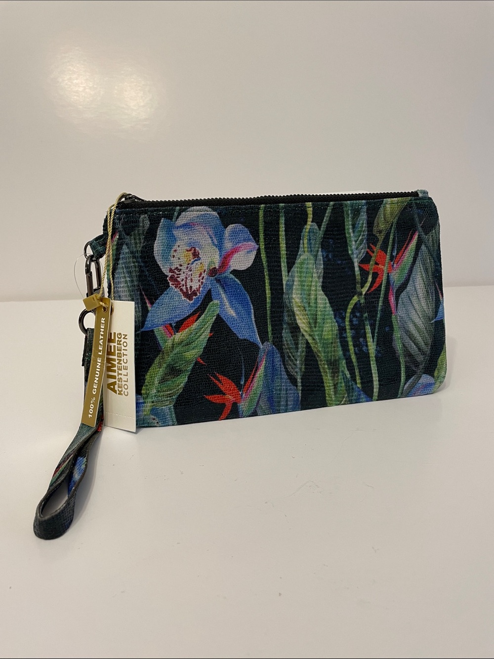 Aimee Kestenberg Genuine Leather Tropical Floral Wristlet